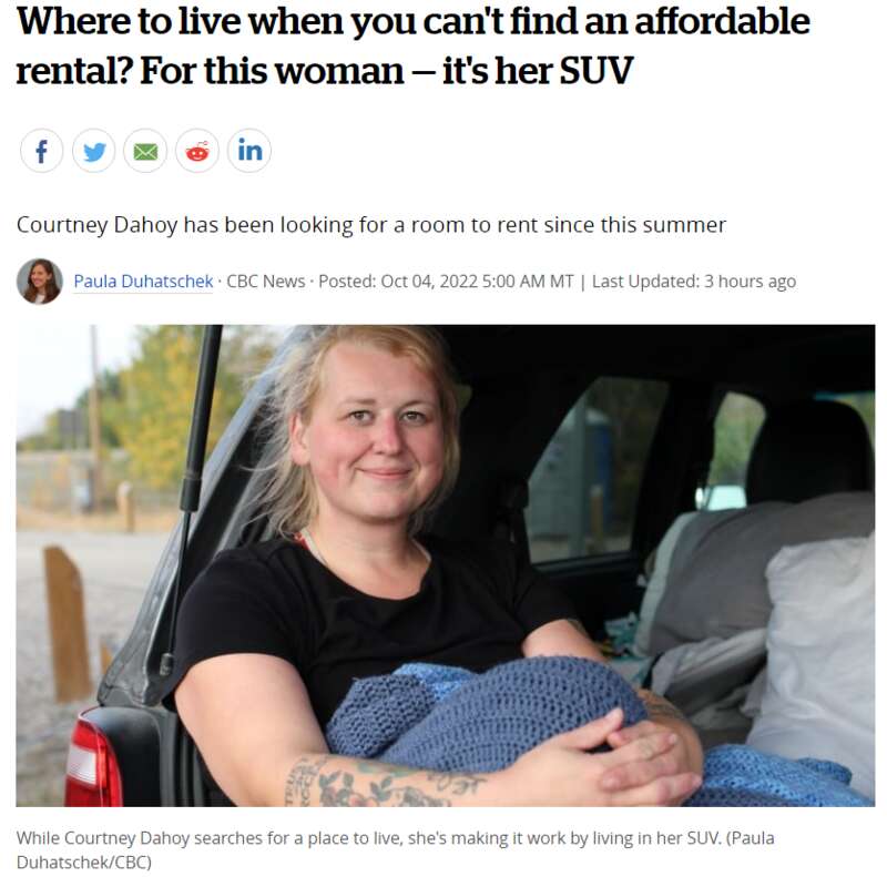 34岁的的考特尼·达霍（Courtney Dahoy）就是其中一位被逼到住入车里的人